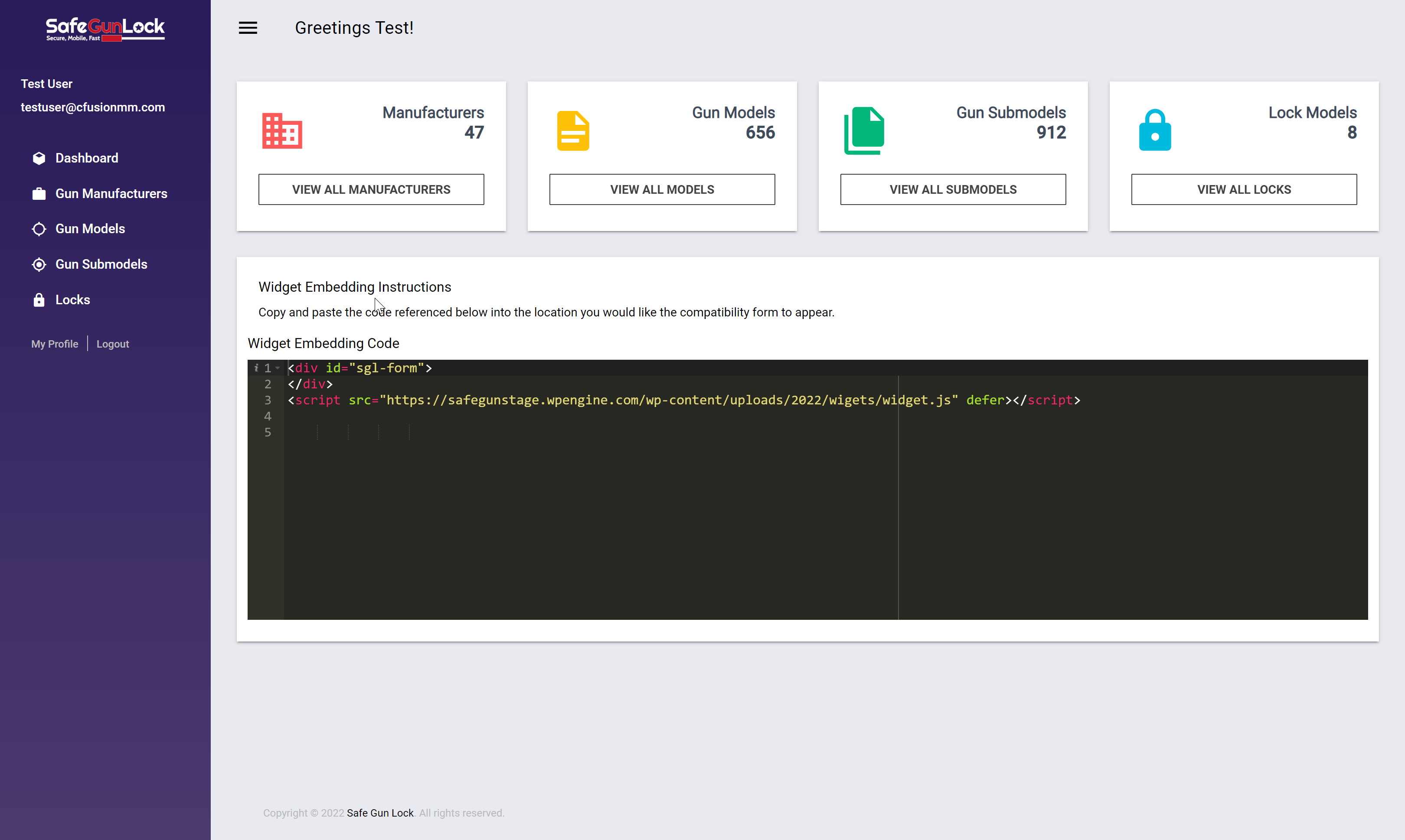 Safe Gun Lock Dashboard